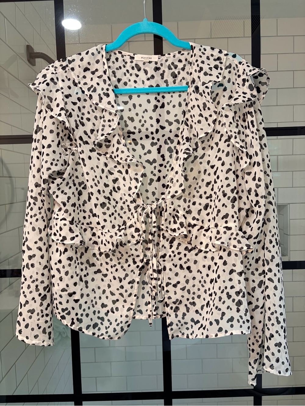 Pleione Cream Blouse with Black Spot Print